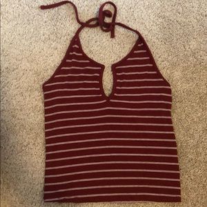 Striped tie halter top